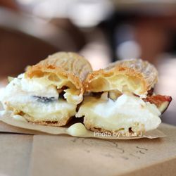 Sesame Tiny Bakery - Inside of Fig Eclair ($8.50) - choux is pretty good, but I wish the figs were sweeter. It's pretty good but I liked the cake more.