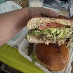 Tortas Sinaloa - Inside the delicious Carne Asada Torta!!! Delicious!!!