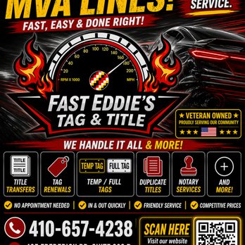 Fast Eddie's Tag & Title - Registration Services Near Me - Catonsville, Maryland Fast Eddie's Tag & Title - Registration Services Near Me - Catonsville, Maryland
