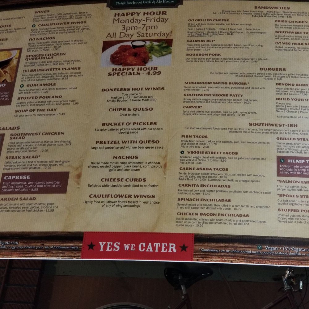 Spokes On Southern - Menu - New American Near Me - Tempe, Arizona Spokes On Southern - Menu - New American Near Me - Tempe, Arizona