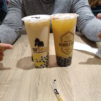 Artea - Oolong milk tea with egg pudding and boba and yakult green tea with boba - Bubble Tea Near Me - San Antonio, Texas
