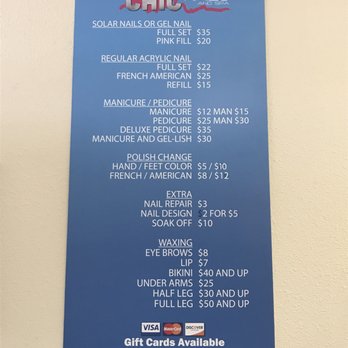 Chic Nails and Spa - Here is the price list for Chic Nails. - Nail Salons Near Me - Lubbock, Texas