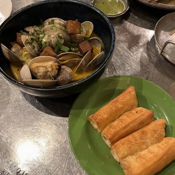 Lunch Lady - Coconut curry manila clams with deep fried Chinese donut - Vietnamese Near Me - Vancouver, British Columbia
