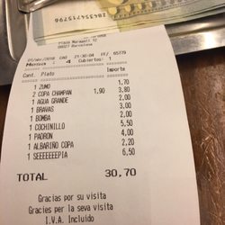 Valentino's - Bill