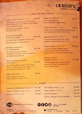 Menu photo 6 J M Reidy Killarney, KY