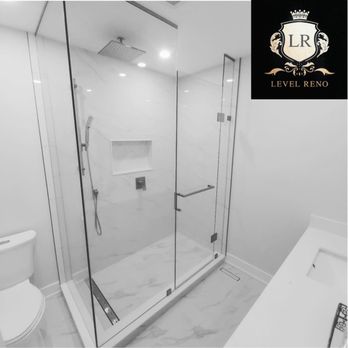 Level Reno - Bathroom renovation with frameless shower glass - General Contractors Near Me Level Reno - Bathroom renovation with frameless shower glass - General Contractors Near Me