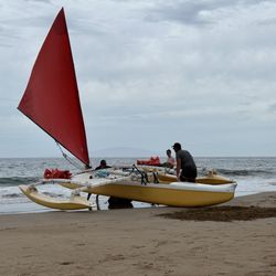 Maui Sailing Canoe - The sailing canoe coming up on the beach.