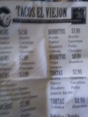 Menu photo 4 Tacos El Viejon Morro Bay, CA Menu photo 4 Tacos El Viejon Morro Bay, CA