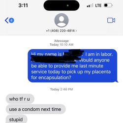 Bodywork With Wendy - Text message to doula
