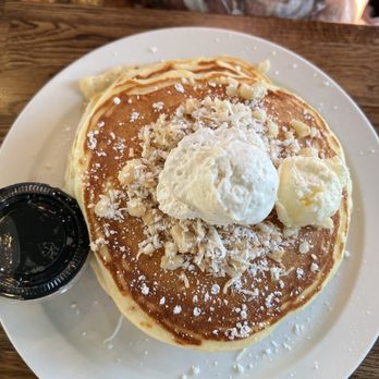 Over Easy - Southern Ave - Coconut cream pancakes with pineapple, coconut and macadamia nuts! , coconut butter and regular butter. - American Near Me - Mesa, Arizona Over Easy - Southern Ave - Coconut cream pancakes with pineapple, coconut and macadamia nuts! , coconut butter and regular butter. - American Near Me - Mesa, Arizona