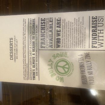 Pizza Factory - Back of menu drinks and desserts - Pizza Near Me - Arnold, California Pizza Factory - Back of menu drinks and desserts - Pizza Near Me - Arnold, California