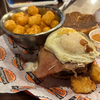 Bad Daddy's Burger Bar - Hangover burger with tater tots - Burgers Near Me - Huntersville, North Carolina
