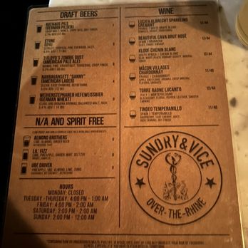 Sundry and Vice - Menu - Cocktail Bars Near Me - Cincinnati, Ohio Sundry and Vice - Menu - Cocktail Bars Near Me - Cincinnati, Ohio