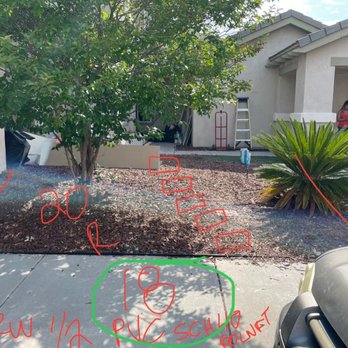 SGI Turf - Before - side view of front lawn with wood chips throughout. - Landscaping Near Me
