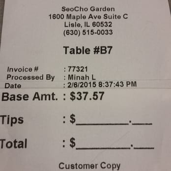 Seocho Garden - All you can eat was $28 per person.  Tax and gratuity include.  Price seems a tad steep. - Korean Near Me - Lisle, Illinois