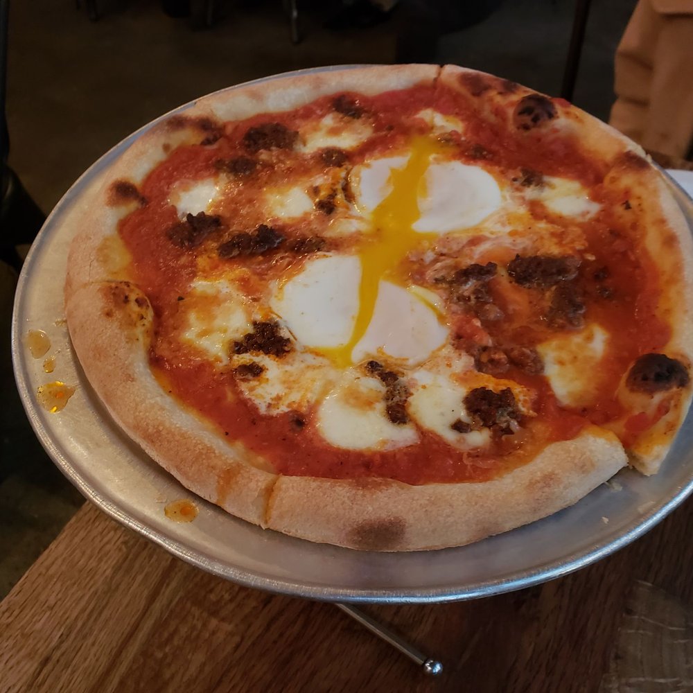 Starbelly - chorizo and egg pizza ($16) - New American Near Me - San Francisco, California Starbelly - chorizo and egg pizza ($16) - New American Near Me - San Francisco, California