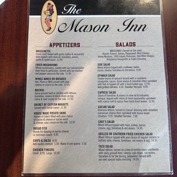 The Mason Inn - Menu - Salad Near Me - Pittsboro, Indiana The Mason Inn - Menu - Salad Near Me - Pittsboro, Indiana