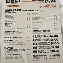 Downtown Deli & Eatery - Menu 09/2024