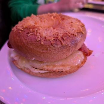 Main Street Cafe & Bakery - Asiago bagel, bacon, egg, and cheddar - Cafes Near Me - Ankeny, Iowa