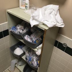 Hackettstown Medical Center - Used towel and open stuff in the bathroom. There is black stuff on top of the stuff. It's just filthy