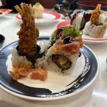 Genki Sushi - Ebi roll with spicy ahi - Sushi Bars Near Me - Kapolei, Hawaii Genki Sushi - Ebi roll with spicy ahi - Sushi Bars Near Me - Kapolei, Hawaii