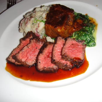 BIX - Wagyu Beef Bavette and Angus Short Rib with Mashed Redskin Potatoes & Creamed Spinach - American Near Me - San Francisco, California BIX - Wagyu Beef Bavette and Angus Short Rib with Mashed Redskin Potatoes & Creamed Spinach - American Near Me - San Francisco, California