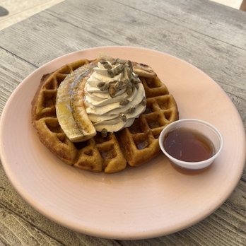 Over Easy Kitchen - Pumpkin Banana Bread Waffle (Special) - Salad Near Me - Holmdel, New Jersey