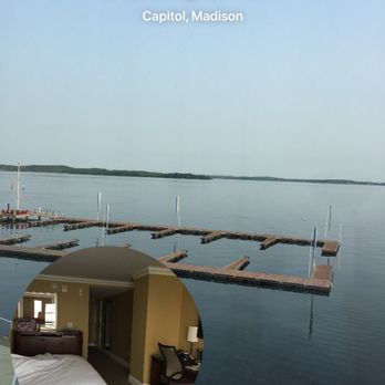 The Edgewater Hotel - My check in photo with the view from room and a small look into the room - Hotels Near Me - Madison, Wisconsin
