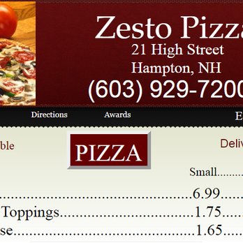 Zesto Pizza - Large cheese is priced on their website as $10.95, with additional toppings $1.99. As you can see from my receipt, this is false advertising - Pizza Near Me - Hampton, New Hampshire