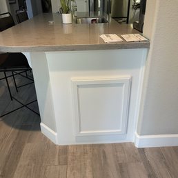 Kitchen island before wine cabinet