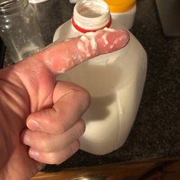 smells like cheese. All three of my gallons are like this. Milk is already going after opening.