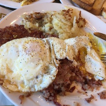 Old Westbury Diner - Corned beef hash (excellent) and eggs (sadly, overdone) - Diners Near Me - Old Westbury, New York Old Westbury Diner - Corned beef hash (excellent) and eggs (sadly, overdone) - Diners Near Me - Old Westbury, New York
