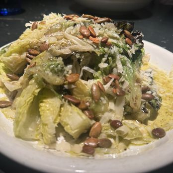 SideTrack - Grilled Gem Salad with pumpkin seeds, tomato, and pecorino Romano - cilantro vinaigrette - American Near Me - Chattanooga, Tennessee SideTrack - Grilled Gem Salad with pumpkin seeds, tomato, and pecorino Romano - cilantro vinaigrette - American Near Me - Chattanooga, Tennessee