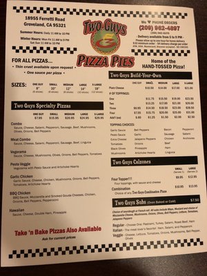 Menu photo 6 Two Guys Pizza Pies Groveland, CA Menu photo 6 Two Guys Pizza Pies Groveland, CA