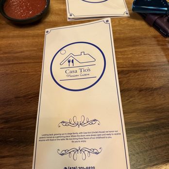 Casa Tios - Menu cover with all the restaurant contact information - Salad Near Me - Murfreesboro, Tennessee