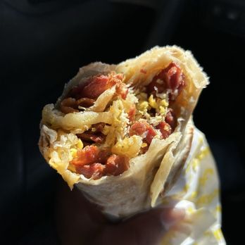 Alberto's - Bacon, egg, potato and cheese breakfast burrito. - Mexican Near Me - El Monte, California Alberto's - Bacon, egg, potato and cheese breakfast burrito. - Mexican Near Me - El Monte, California