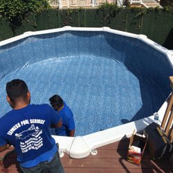 Express Pool Service - liner being installed