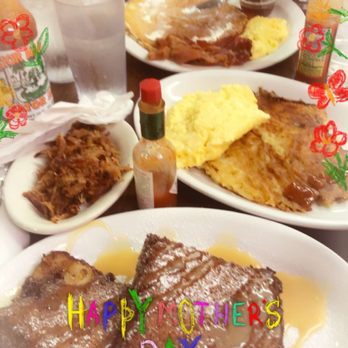 Clary's Corner Cafe - South your mouth ham on the side with Cornbread French Toast , The Best Hashbrown Casserole and chocolate chip pancake - Cafes Near Me - Lake Worth, Florida