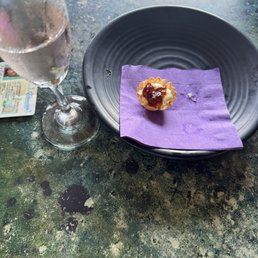 The most favorited bar tender and her delectable choice of dessert, a whipped Brie and pepper jelly pastry, O and some Rosé!