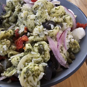 The Yard at Saltbreaker - Close-up of the Pesto Pasta Salad - Cocktail Bars Near Me - Alameda, California The Yard at Saltbreaker - Close-up of the Pesto Pasta Salad - Cocktail Bars Near Me - Alameda, California