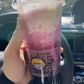 Happy Lemon - Dragon fruit and lychee juice w salted cheese - Bubble Tea Near Me - Houston, Texas