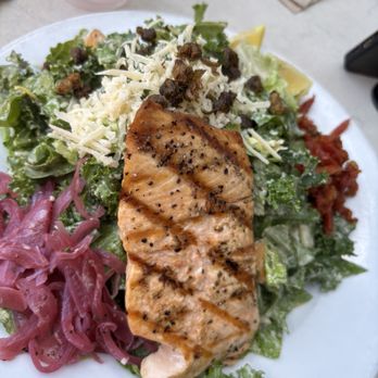 bellagreen - KALE CAESAR SALAD with Grilled salmon - American Near Me - Houston, Texas
