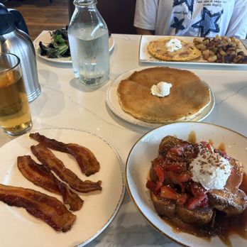 First Watch - Strawberry Tres Leches French Toast w/bacon - Breakfast & Brunch Near Me - Lake St. Louis, Missouri First Watch - Strawberry Tres Leches French Toast w/bacon - Breakfast & Brunch Near Me - Lake St. Louis, Missouri