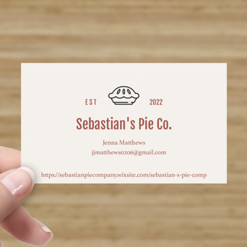 Sebastian's Pie - a hand holding a business card - Desserts Near Me Sebastian's Pie - a hand holding a business card - Desserts Near Me