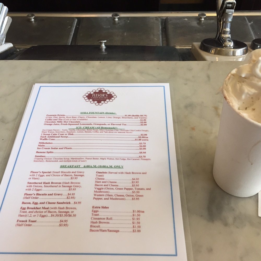 Flesor's Candy Kitchen - Menu and chocolate soda float with vanilla ice cream - Candy Stores Near Me - Tuscola, Illinois Flesor's Candy Kitchen - Menu and chocolate soda float with vanilla ice cream - Candy Stores Near Me - Tuscola, Illinois
