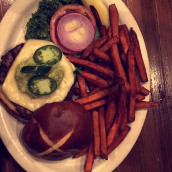 Simone's Bar - Pilsen burger with sweet potato fries. - Lounges Near Me - Chicago, Illinois