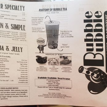 Bubble Bubble Tea House - Menu - Coffee & Tea Near Me - Rockwall, Texas