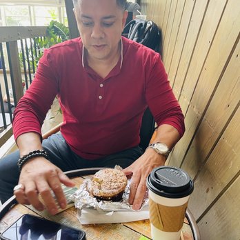PRESS Coffee - He asked for his muffin to be toasted and was so excited for it it was worth the picture. - Coffee & Tea Near Me - San Antonio, Texas