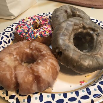 Donut-King - Blueberry donut, traditional glazed and a sprinkle donut - Donuts Near Me - Saint Charles, Missouri