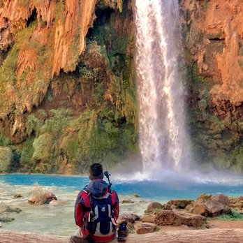 Mooney Falls - Enjoying the biew - Hiking Near Me - Supai, Arizona Mooney Falls - Enjoying the biew - Hiking Near Me - Supai, Arizona